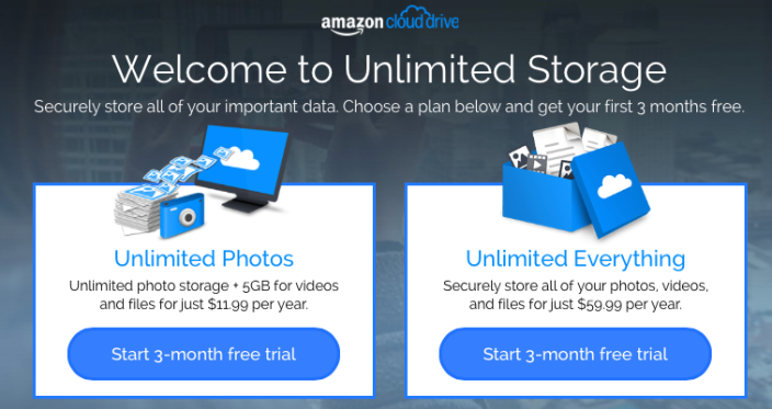 Amazon Cloud Storage lets you store unlimited data for just $60 per