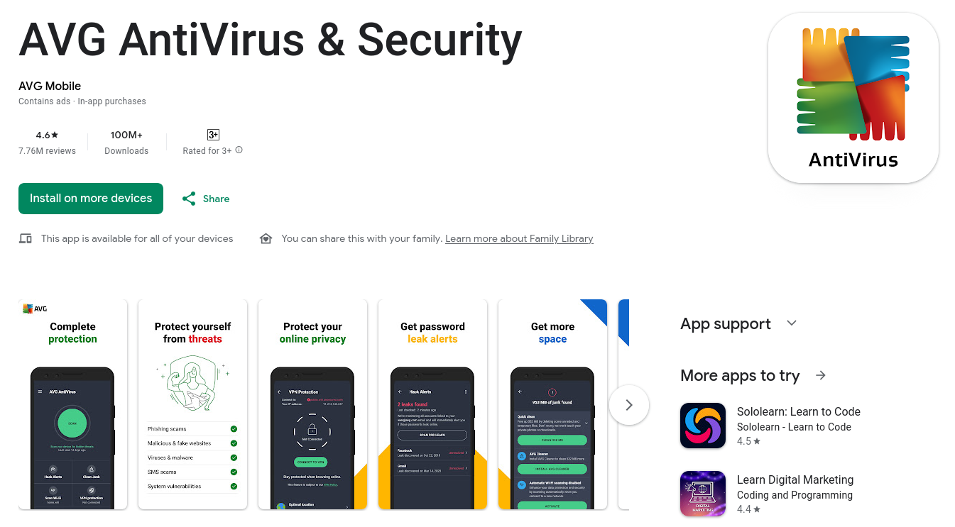 AVG Secure VPN Proxy & Privacy App on Google Play [Screenshot]
