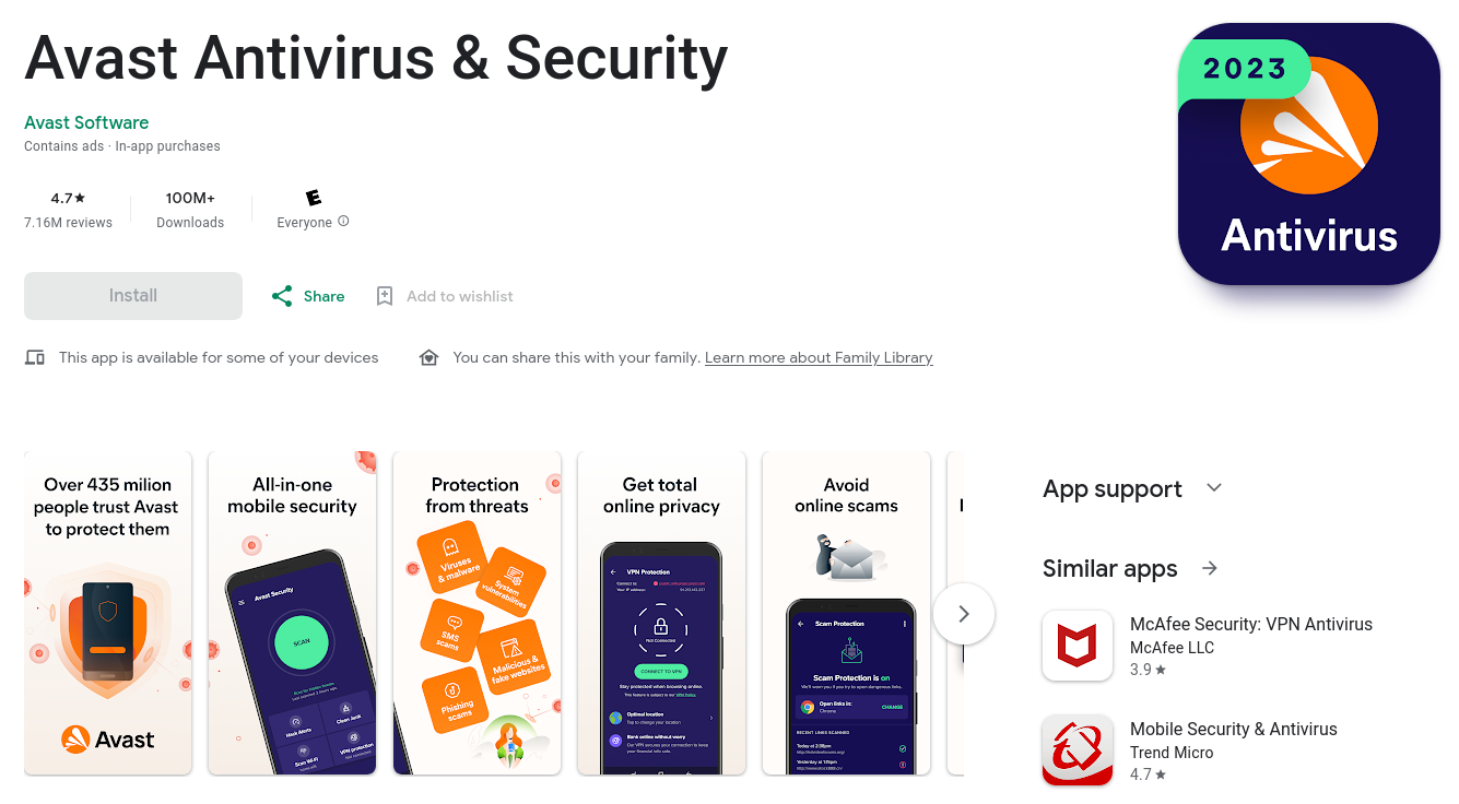 Avast Antivirus & Security App on Google Play [Screenshot]