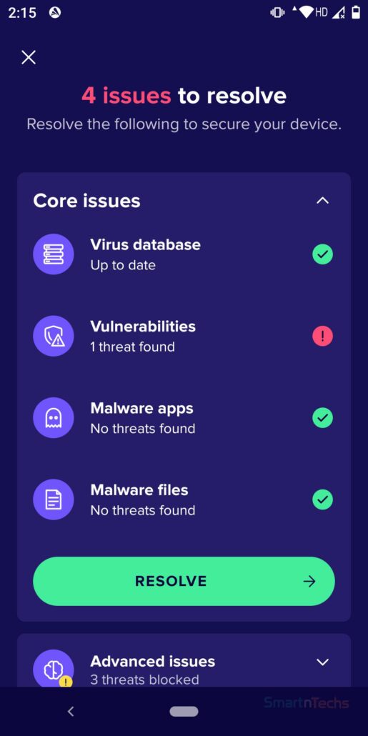 Avast Antivirus & Security issues found