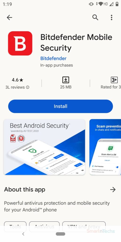 Bitdefender Mobile Security App install