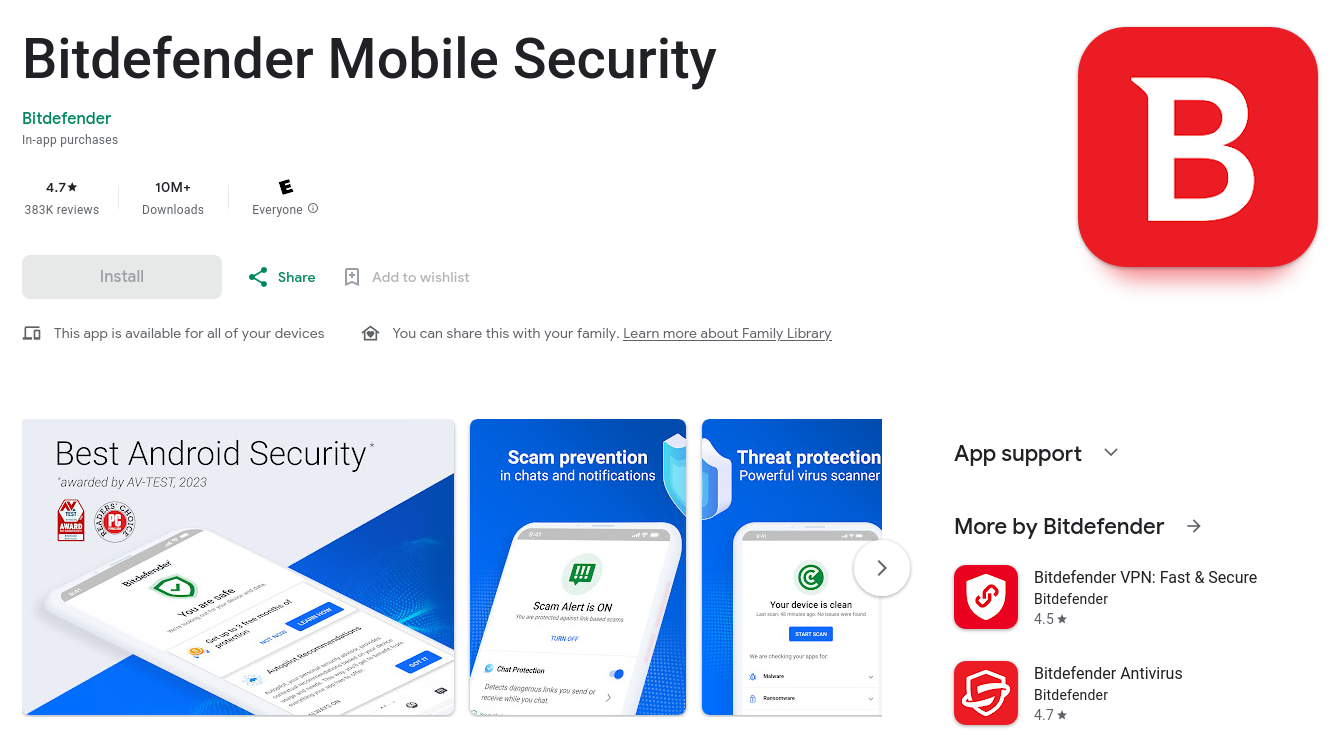 Bitdefender Mobile Security App on Google Play [Screenshot]