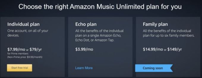 cost of amazon unlimited music