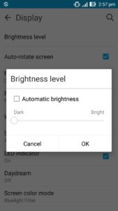 Android Screen brightness level