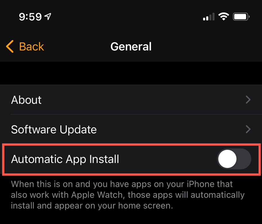 Disable automatic app installation in your Apple Watch