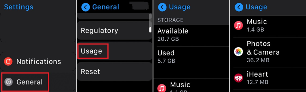 View Apple Watch storage on your Apple Watch