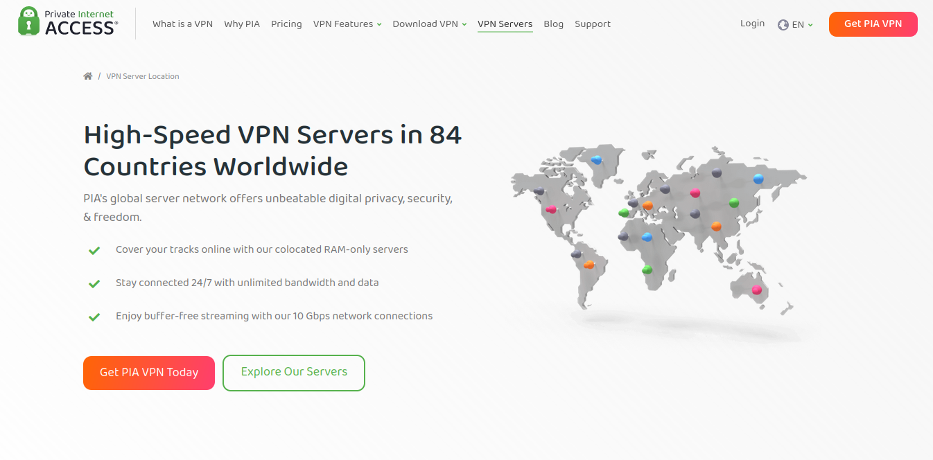 Private Internet Access VPN server availability