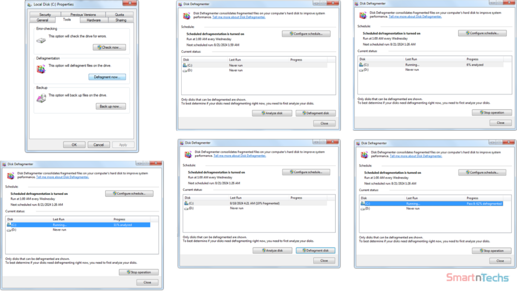 Windows 7 - Local Disk Properties - Disk Defragmenter