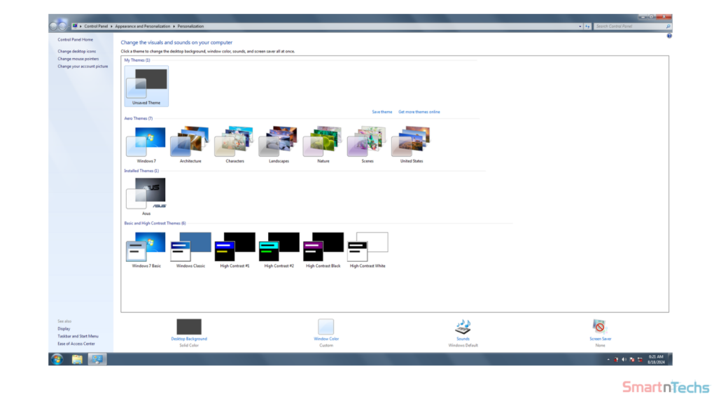 Windows 7 - Personalization - Themes