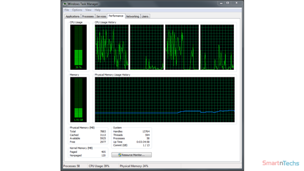 Windows 7 - Task Manager - Performance